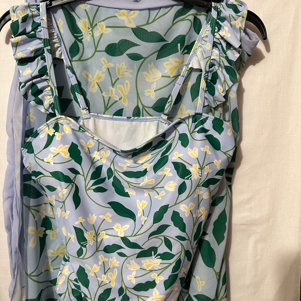Floral Blue One-Piece Swimsuit